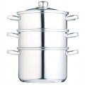 Kitchen Craft Clear View 3-Tier Stainless Steel Steamer 20cm
